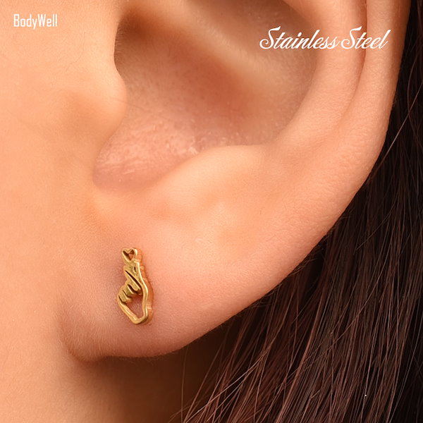 Qoo10] ピアス 18g ゴールド 指ハート 韓国