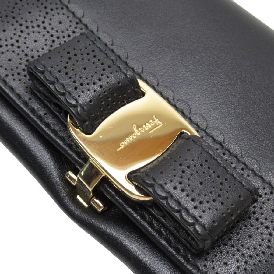 サルヴァトーレフェラガモ Salvatore Ferragamo 二つ折り長財布 ヴァラリボン レザー ブラック レディース t19217a mdprevattcaulkingandwaterproofing.com