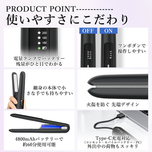 Qoo10] Kiboer ストレートアイロン ヘアアイロン コード