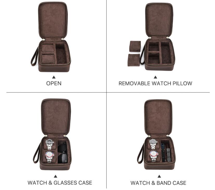 最新の製品 父の日 腕時計ケース メガネケース 本革 牛革 復古 時計ケース 2本用 長方形 ウオッチケース 収納ボックス コレクションケース 持ち運び 便利コンパクト プレゼント 見せる収納 メンズ