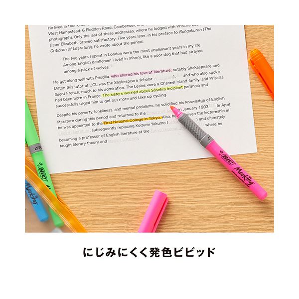 （まとめ） BIC蛍光マーカー マーキングハイライターグリップ ピンク BRIGRIP12PNK 1セット（12本） [x5セット]
