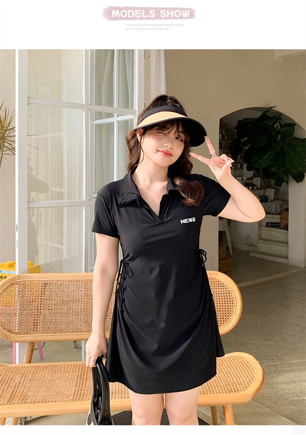 水着 無地 ワンピース水着 ブラック 大きいサイズ 服みたいな 半袖 水泳 中学生 高校生 大学生 夏 小胸 ぽっちゃり 韓国風 体型カバー 露出控え 可愛い おしゃれ ショートパンツ ノンワイヤー