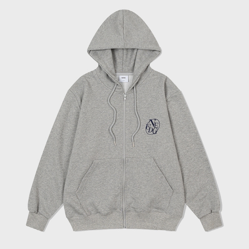 One line : 無地 長袖 ファスナー パーカー [3カラー]