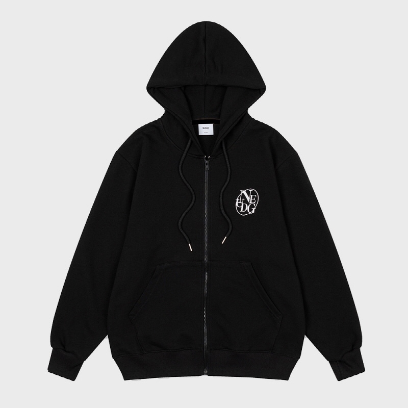 One line : 無地 長袖 ファスナー パーカー [3カラー]