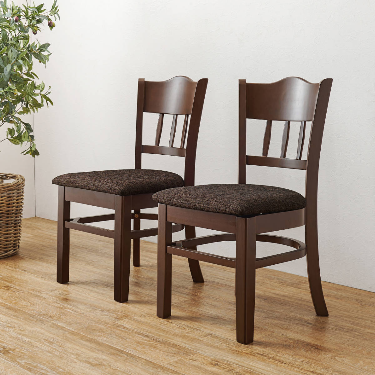 ダイニングチェア 同色2脚セット 座面高43cm ファブリック生地 ダイニング チェア 椅子 食卓 いす イス 布 木製 天然木 木目 シンプル 上品 シック