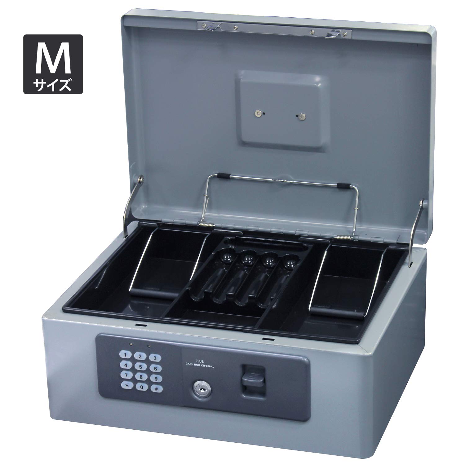 プラス 金庫 電子ロック 手提金庫 A4 グレー CB-020HL 13-101