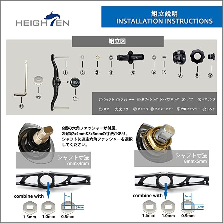 130mm リール ハンドル 32mmノブ搭載 シマノ ダイワ アブガルシア 通用 ベイトリール Wheel Series 527( ブラック(ハンドル)＆ブラック/ガンメタル()