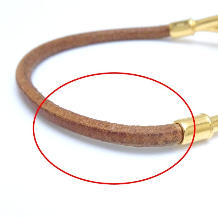 ジャンボ ブレスレット ブラウンxゴールド レザーxGP ゴールドメッキ /291283【中古】