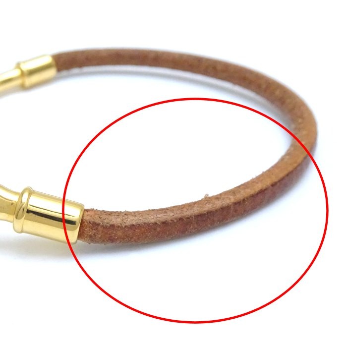 ジャンボ ブレスレット ブラウンxゴールド レザーxGP ゴールドメッキ /291283【中古】