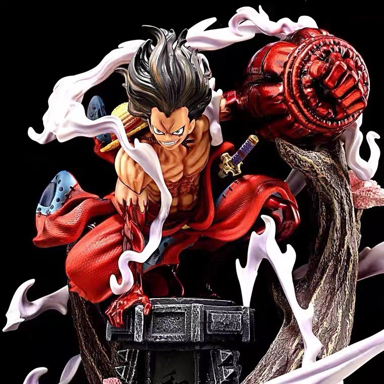 ワンピース GK 天通ルフィフィギュアワノ国着物双頭彫刻発光超大型像モデル装飾