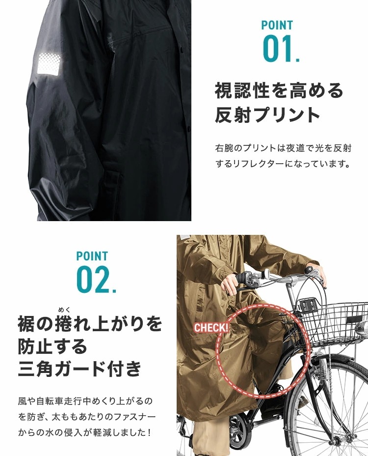 レインコート 自転車 ママ 通学 リュックイン ヘルメット 対応 メンズ レディース 高校生 蒸れない 回転 フード バイク ロング丈 通勤