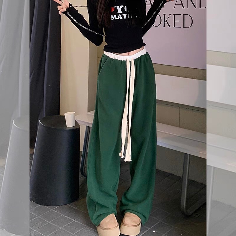 レディース パンツ ボトムス ストレートパンツ ロングパンツ フルレングス ストリート ハイウエスト ドロスト ヴィンテージ アメカジ 大人可愛い シンプル カジュアル こなれ感 ラフ メンズライク