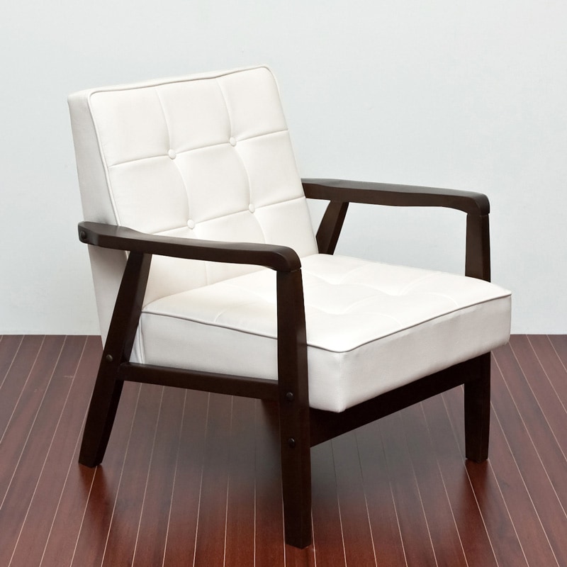 レトロソファ PVC 一人掛け BK/WH 【公式通販】