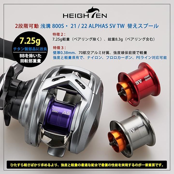 リール スプール アルファス 専用 2段階可動 32mm 浅溝 800S ダイワ DAIWA 21 22 ALPHAS SV TW ベイトリール 1094(パープル, 浅溝 800S) リール スプール アルファス 専用 2段階可動 32mm 浅溝 800S ダイワ DAIWA 21 22 ALPHAS SV TW ベイトリール 1094(パープル, 浅溝 800S)
