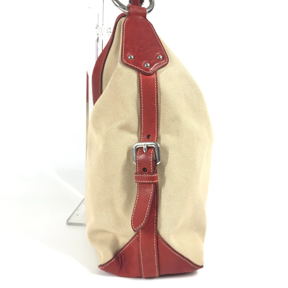 ショルダーバッグ ロゴ カバン 肩掛け ロープ キャンバス トートバッグ ホーボーバッグ レザー/キャンバス レッド