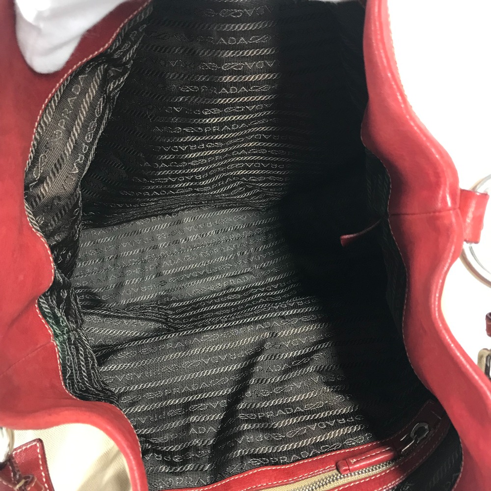 ショルダーバッグ ロゴ カバン 肩掛け ロープ キャンバス トートバッグ ホーボーバッグ レザー/キャンバス レッド