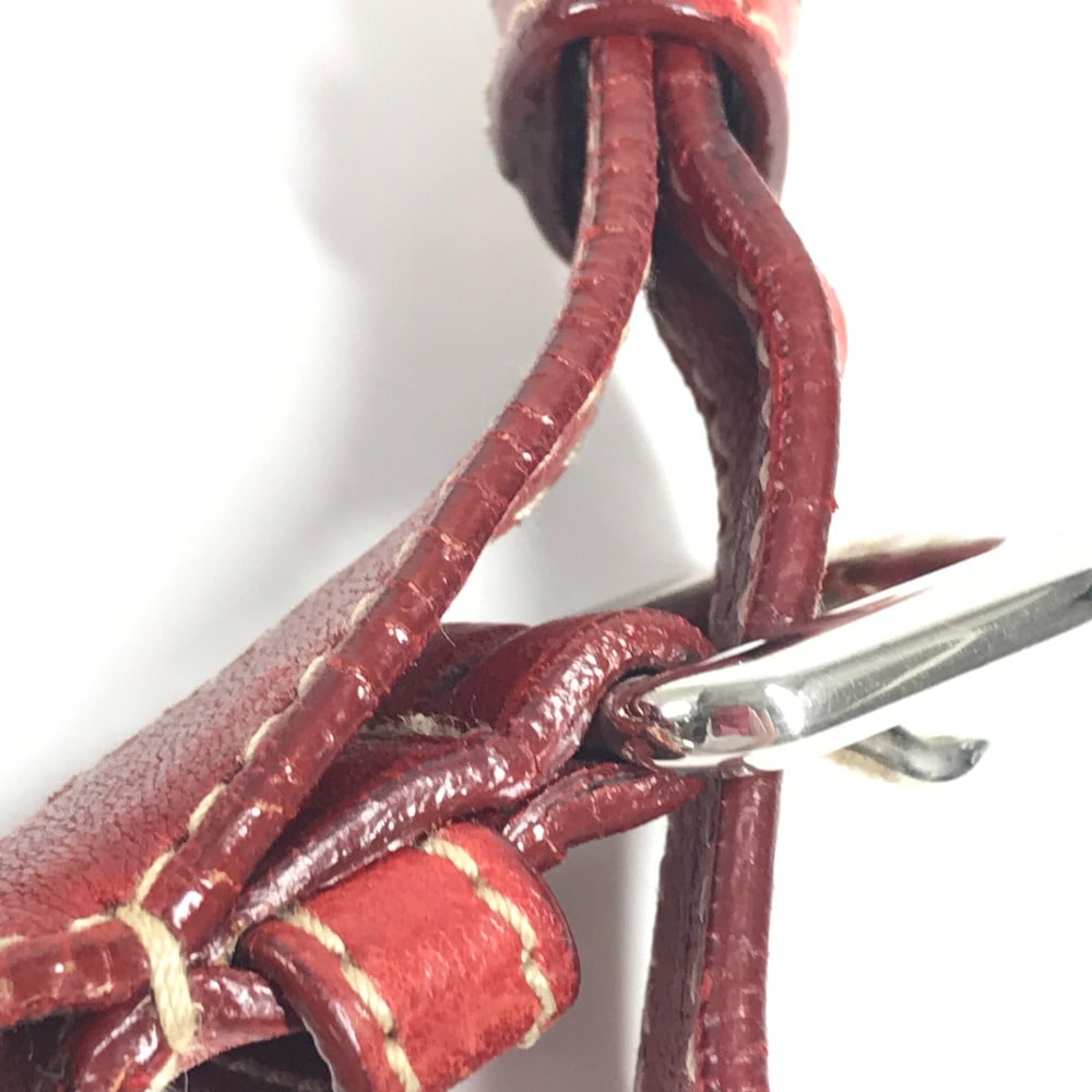 ショルダーバッグ ロゴ カバン 肩掛け ロープ キャンバス トートバッグ ホーボーバッグ レザー/キャンバス レッド