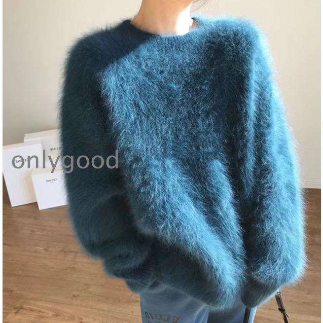 冬新作 秋冬 ニット セーター モヘア ゆるニット ふわふわ ゆったり 大きいサイズ 長袖 レディース トップス 韓国 ファッション ピンク