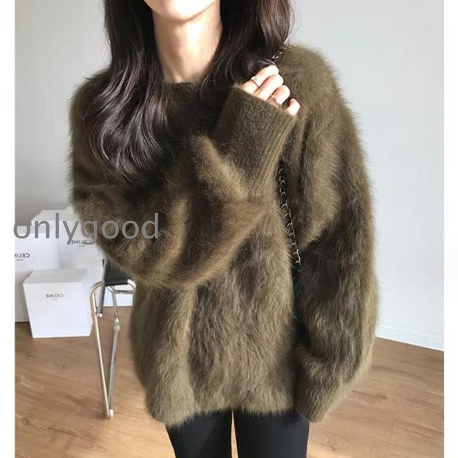 冬新作 秋冬 ニット セーター モヘア ゆるニット ふわふわ ゆったり 大きいサイズ 長袖 レディース トップス 韓国 ファッション ピンク