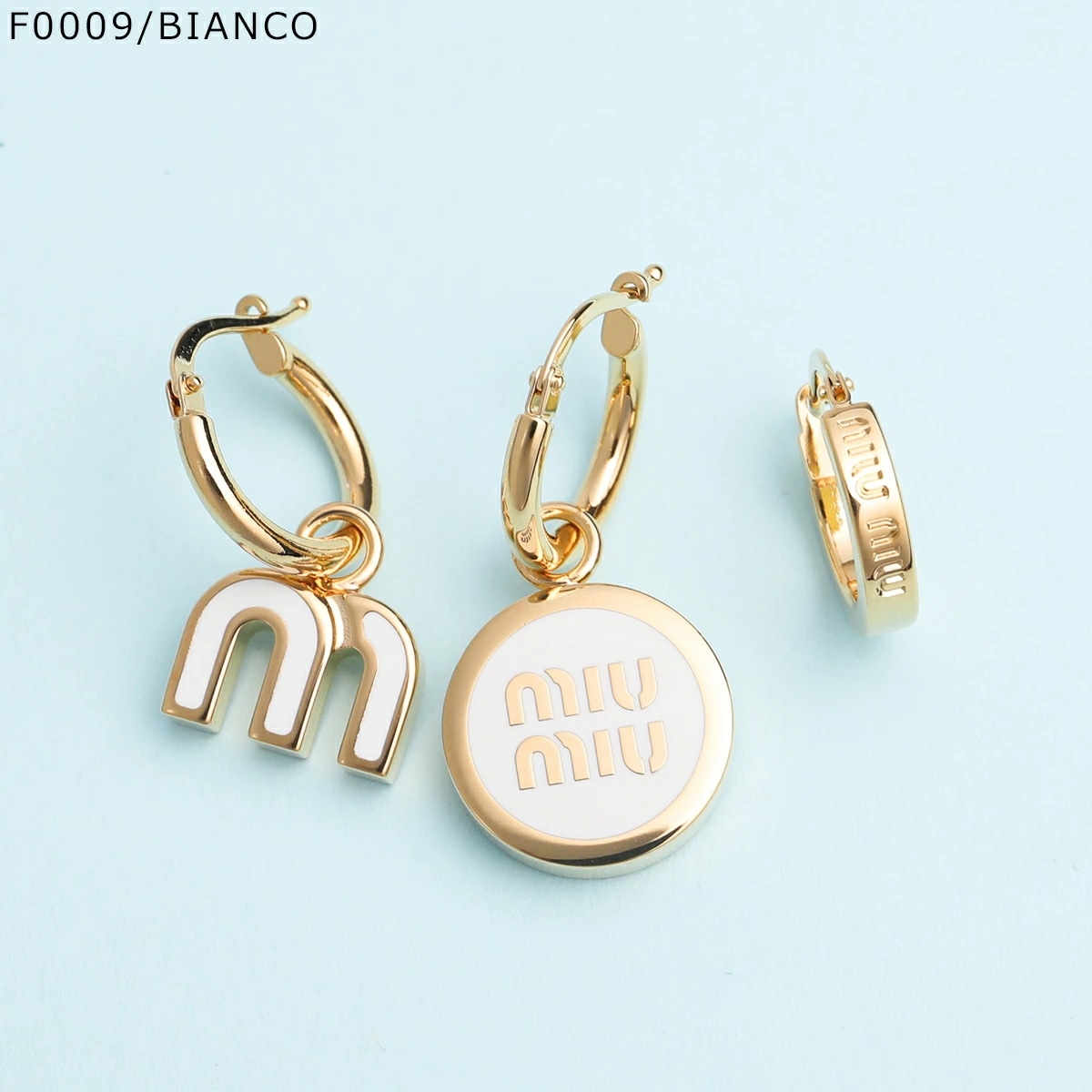 MIUMIU ミュウミュウ フープピアス 5IO102 2F6T レディース 3点セット ロゴ アクセサリー エナメルメタル カラー4色