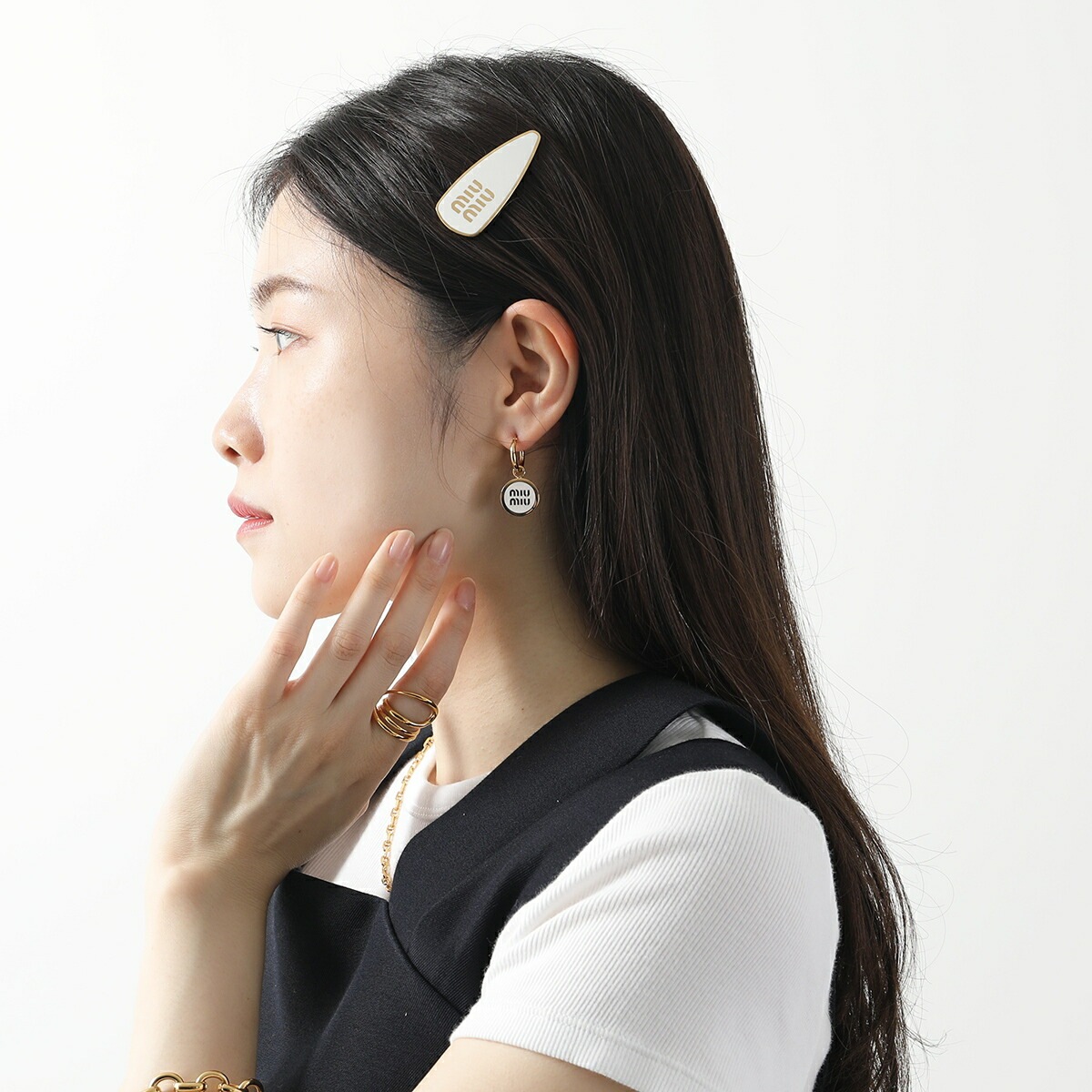 MIUMIU ミュウミュウ フープピアス 5IO102 2F6T レディース 3点セット ロゴ アクセサリー エナメルメタル カラー4色