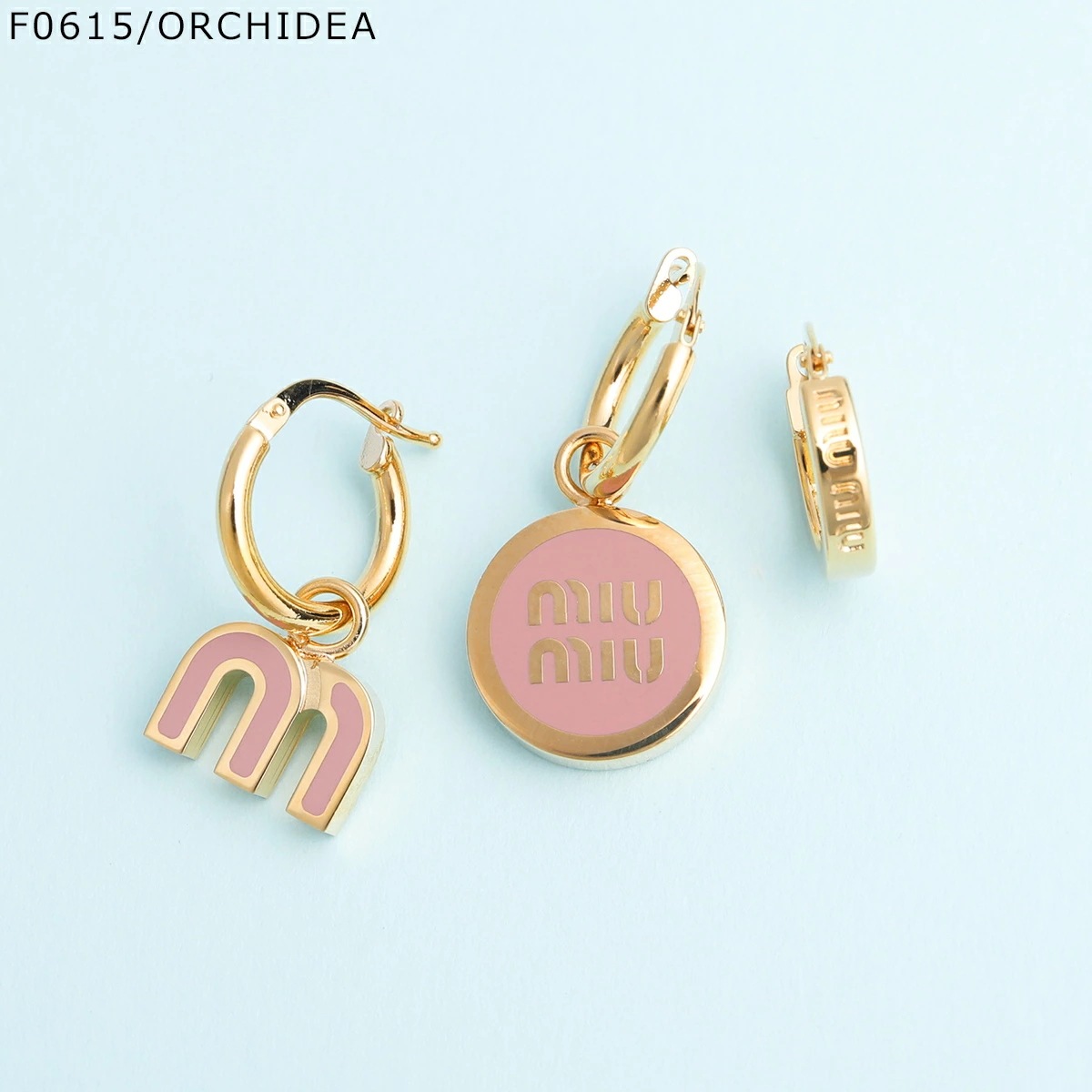 MIUMIU ミュウミュウ フープピアス 5IO102 2F6T レディース 3点セット ロゴ アクセサリー エナメルメタル カラー4色