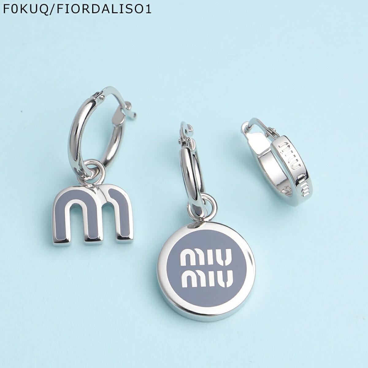 MIUMIU ミュウミュウ フープピアス 5IO102 2F6T レディース 3点セット ロゴ アクセサリー エナメルメタル カラー4色