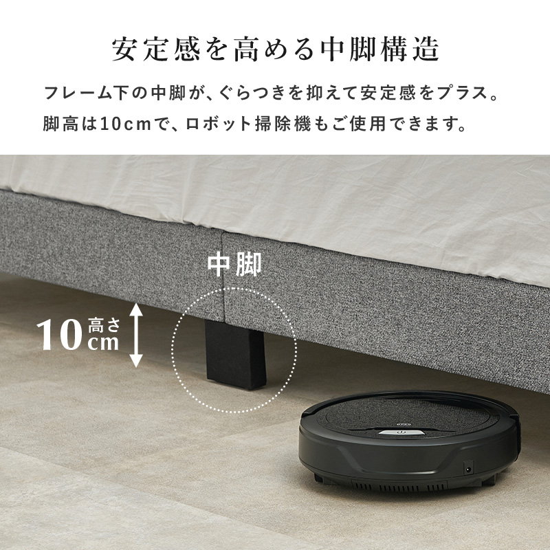 ベッド セミダブル ポケットコイル マットレス付き ファブリックベッド シンプル キルティング すのこ床板_10