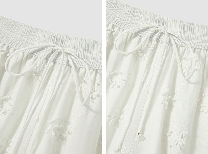 レディース ショートパンツ 刺繍 綿100％ フラワー柄 ウエストゴム 涼しい 夏 ホワイト S～XLサイズ カジュアル 上品 通気性 吸汗性 旅行 リゾート おしゃれ かわいい フリル