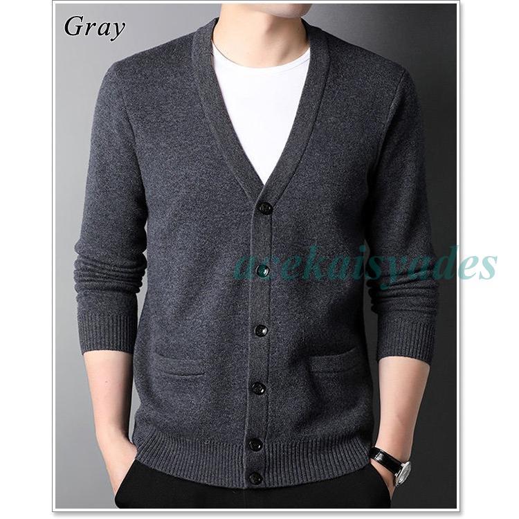 カーディガン メンズ ウール100%ニットカーディガン 春 秋 冬 厚手 大きいサイズ 40代 50代