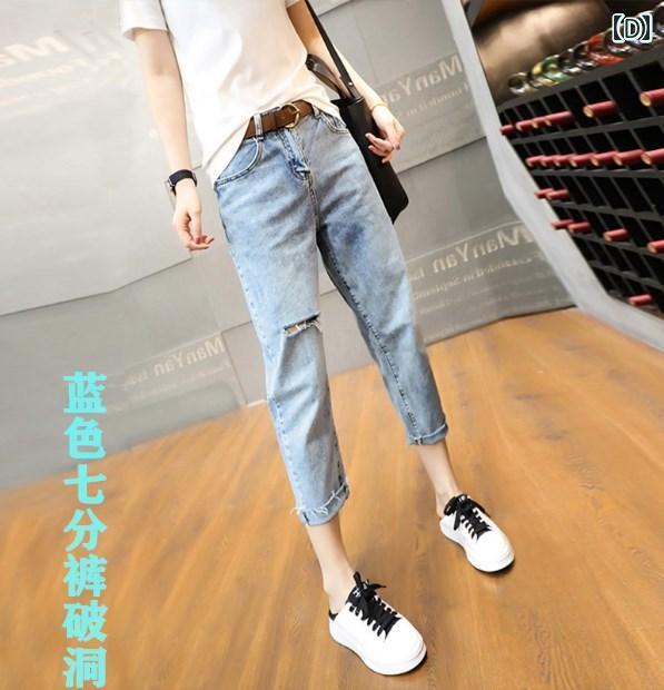 デニムパンツ レディース ダメージ ジーンズ クラッシュ ボトムス 秋 大きめサイズ ストレート クロップド カジュアル ブラック ブルー デニムパンツ レディース ダメージ ジーンズ クラッシュ ボトムス 秋 大きめサイズ ストレート クロップド カジュアル ブラック ブルー