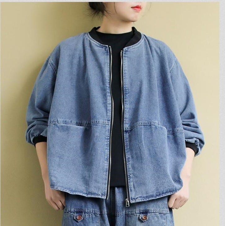 レディース ジャケット 上着 羽織り ジージャン ノーカラー 襟なし デニムジャケット ジップアップ デニム インスタ映え 高見え 可愛い かわいい 韓国 かっこいい カジュアル 大人 上品 lout レディース ジャケット 上着 羽織り ジージャン ノーカラー 襟なし デニムジャケット ジップアップ デニム インスタ映え 高見え 可愛い かわいい 韓国 かっこいい カジュアル 大人 上品 lout