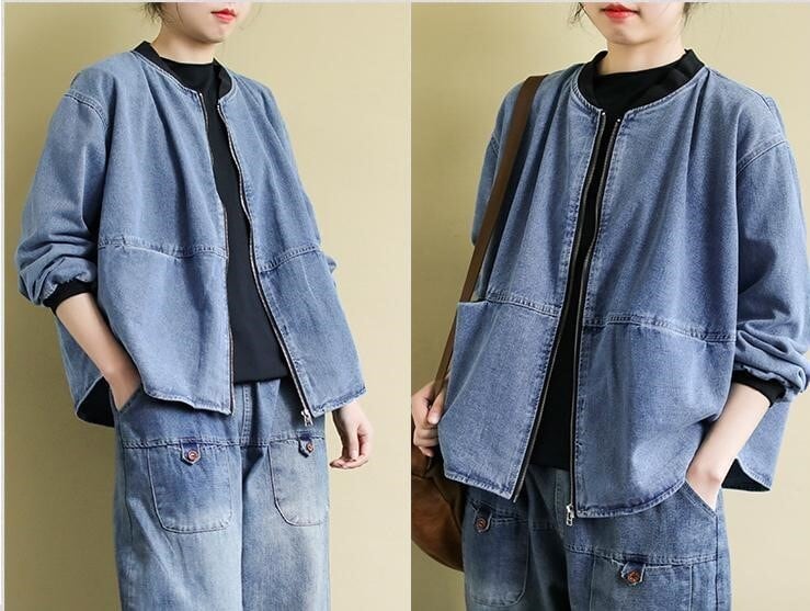 レディース ジャケット 上着 羽織り ジージャン ノーカラー 襟なし デニムジャケット ジップアップ デニム インスタ映え 高見え 可愛い かわいい 韓国 かっこいい カジュアル 大人 上品 lout レディース ジャケット 上着 羽織り ジージャン ノーカラー 襟なし デニムジャケット ジップアップ デニム インスタ映え 高見え 可愛い かわいい 韓国 かっこいい カジュアル 大人 上品 lout