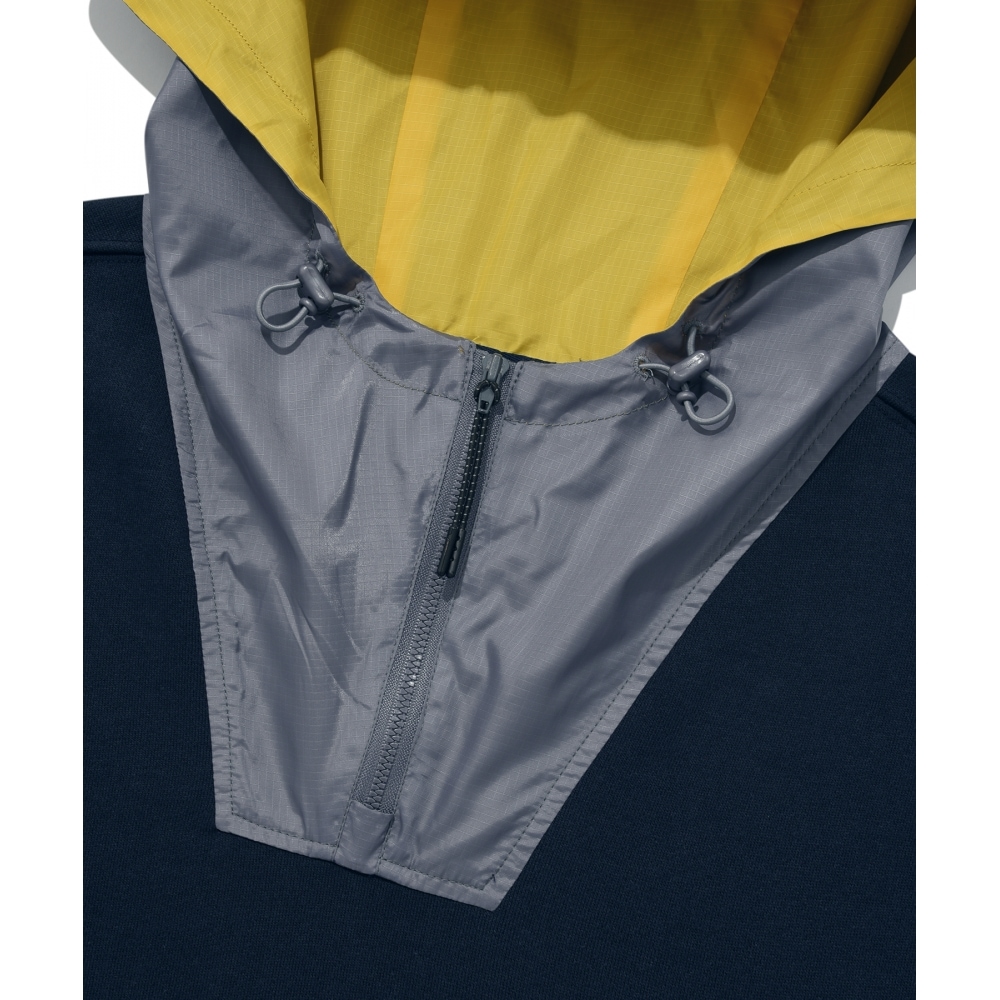 YALE 【ONEMILE WEAR】ファブリックミックスハーフジップアップパーカー ネイビー YALE 【ONEMILE WEAR】ファブリックミックスハーフジップアップパーカー ネイビー