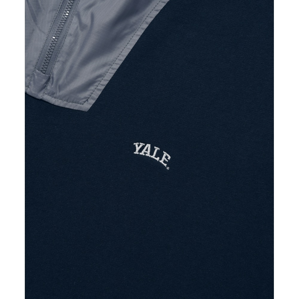 YALE 【ONEMILE WEAR】ファブリックミックスハーフジップアップパーカー ネイビー YALE 【ONEMILE WEAR】ファブリックミックスハーフジップアップパーカー ネイビー