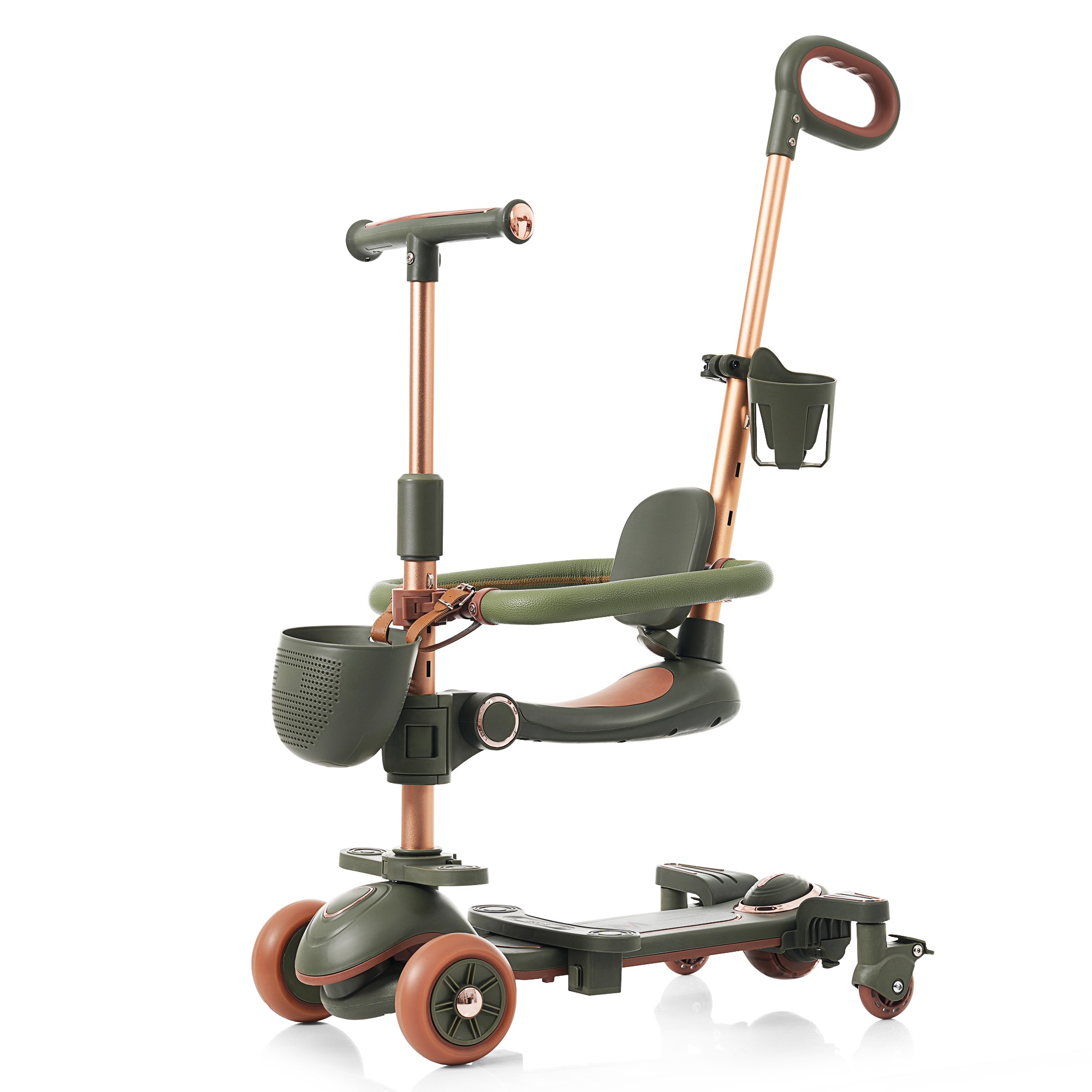 【国内発送,送.料無料】A33子供用三輪車 4in1 グレージュ 三輪車のりもの押し棒付き 自転車 おもちゃ 乗用玩具