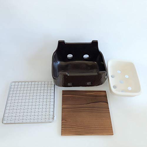 萬古焼 角型串焼 黒(小)七輪 焼肉コンロ バーベキュー 萬古焼 角型串焼 黒(小)七輪 焼肉コンロ バーベキュー