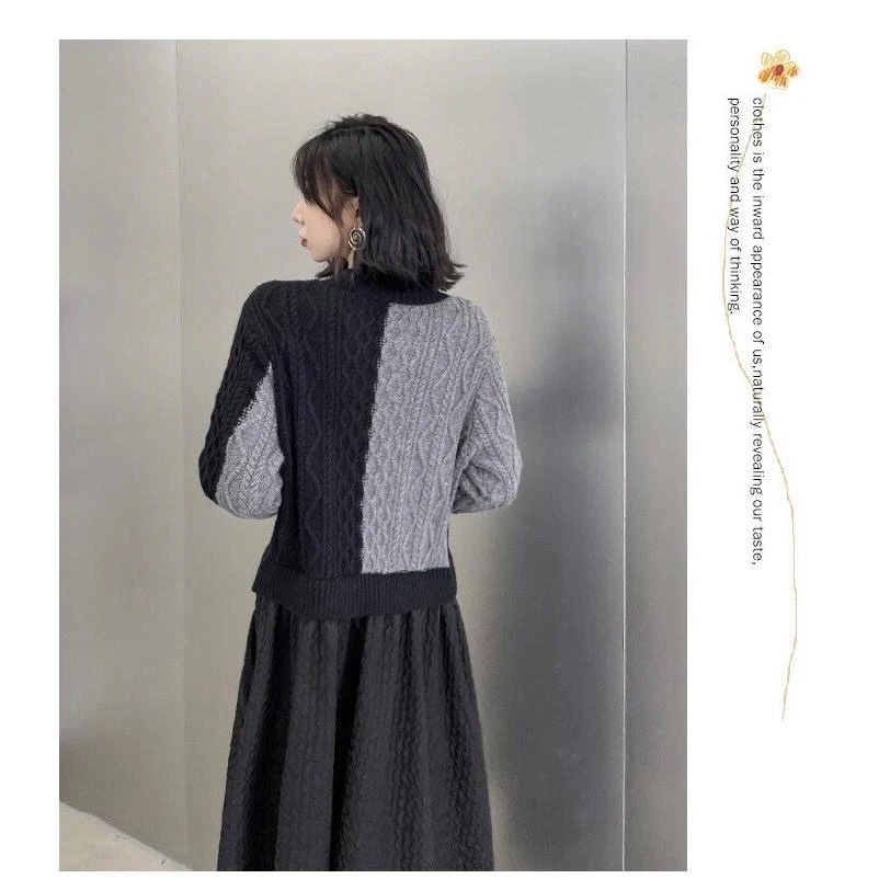 ワンピースニットワンピースレディース秋冬40マキシワンピース春長袖異素材切り替えきれいめカジュアル冬ふわふわ体型カバー3050