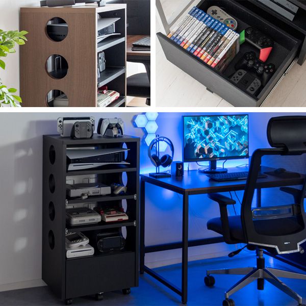 デザイナーズ ゲーム ラック REGABO レガボ ゲーム機 ゲーミングラック リビング収納 プレステ5収納 リビングラック 木製 PS5 ゲームワゴン NintendoSwitch 任天堂スイッチ