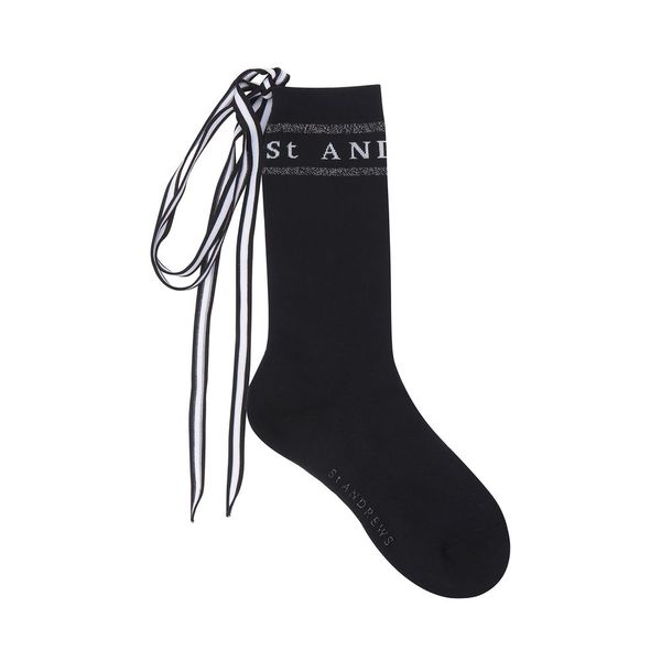 (St Andrews) レディースカラーマッチングストラップロゴミッドカーフソックス