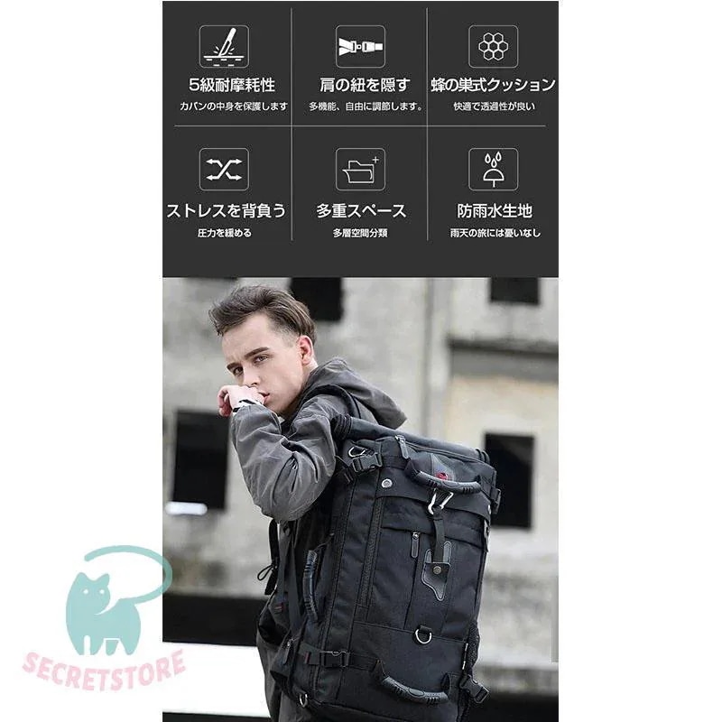 ロック付き リュックサック 40L メンズ バックパック 4way ビジネスリュック 17PC収納可能 【メガ割 アウトドア 黒 防犯 】リュック バッグ 50L 大容量 防水ナイロン ロック付き リュックサック 40L メンズ バックパック 4way ビジネスリュック 17PC収納可能 【メガ割 アウトドア 黒 防犯 】リュック バッグ 50L 大容量 防水ナイロン