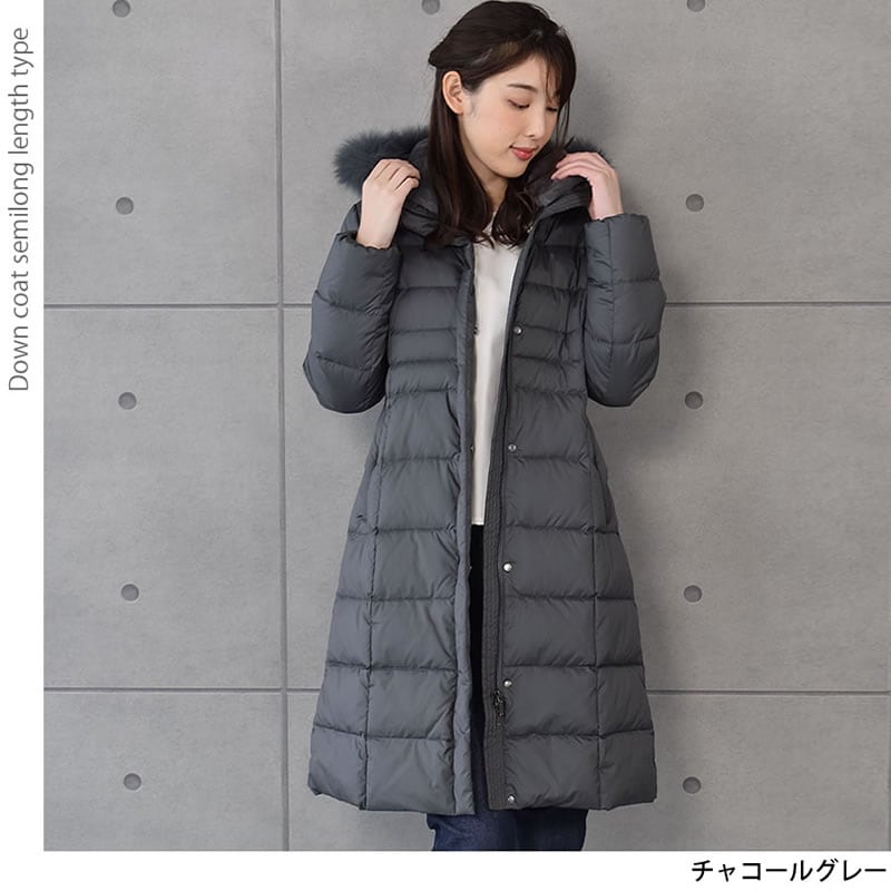 ダウンコート レディース セミロング Merfirge ダウン90% フォックス ファー フード付き【着丈約100CM】 (D3415) ダウンコート レディース セミロング Merfirge ダウン90% フォックス ファー フード付き【着丈約100CM】 (D3415)