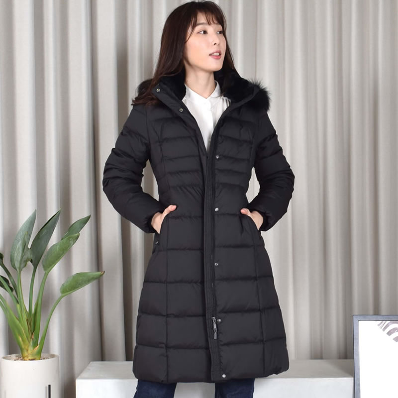ダウンコート レディース セミロング Merfirge ダウン90% フォックス ファー フード付き【着丈約100CM】 (D3415) ダウンコート レディース セミロング Merfirge ダウン90% フォックス ファー フード付き【着丈約100CM】 (D3415)