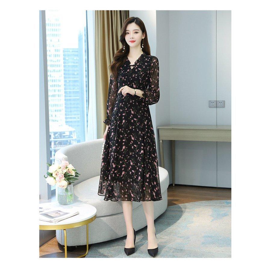 ワンピースレディースきれいめマキシワンピース長袖ワンピース花柄シフォンリボンラインスカートオシャレ大人結婚式ドレス ワンピースレディースきれいめマキシワンピース長袖ワンピース花柄シフォンリボンラインスカートオシャレ大人結婚式ドレス
