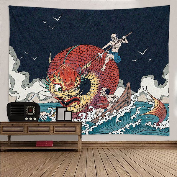 Qoo10] 日本式浮世絵神奈川サーフィン掛け布タペス