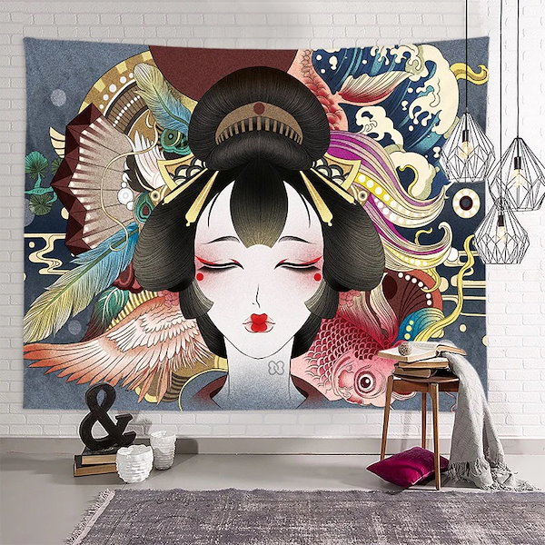 が大特価！ Qoo10] 日本式浮世絵神奈川サーフィン掛け布タペス 布団・毛布