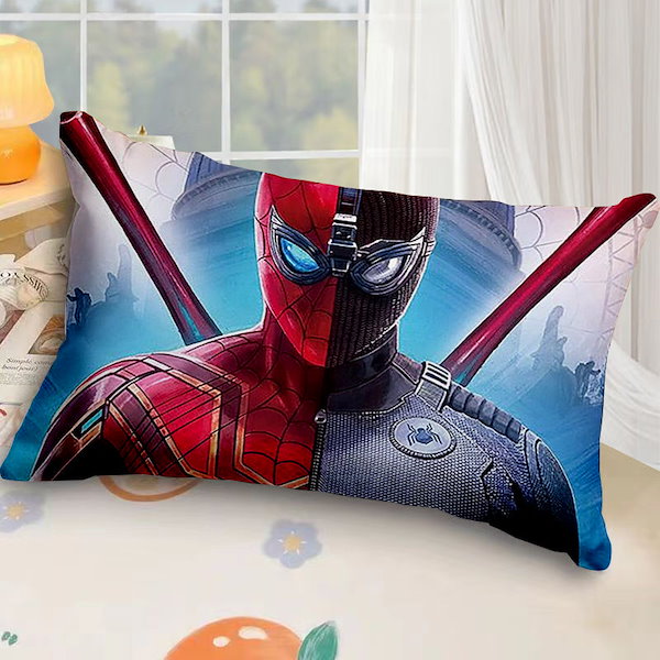 寝袋&枕×2組セット　カーズ、スパイダーマン Qoo10] スパイダーマン枕男の子寝ているベッド抱き