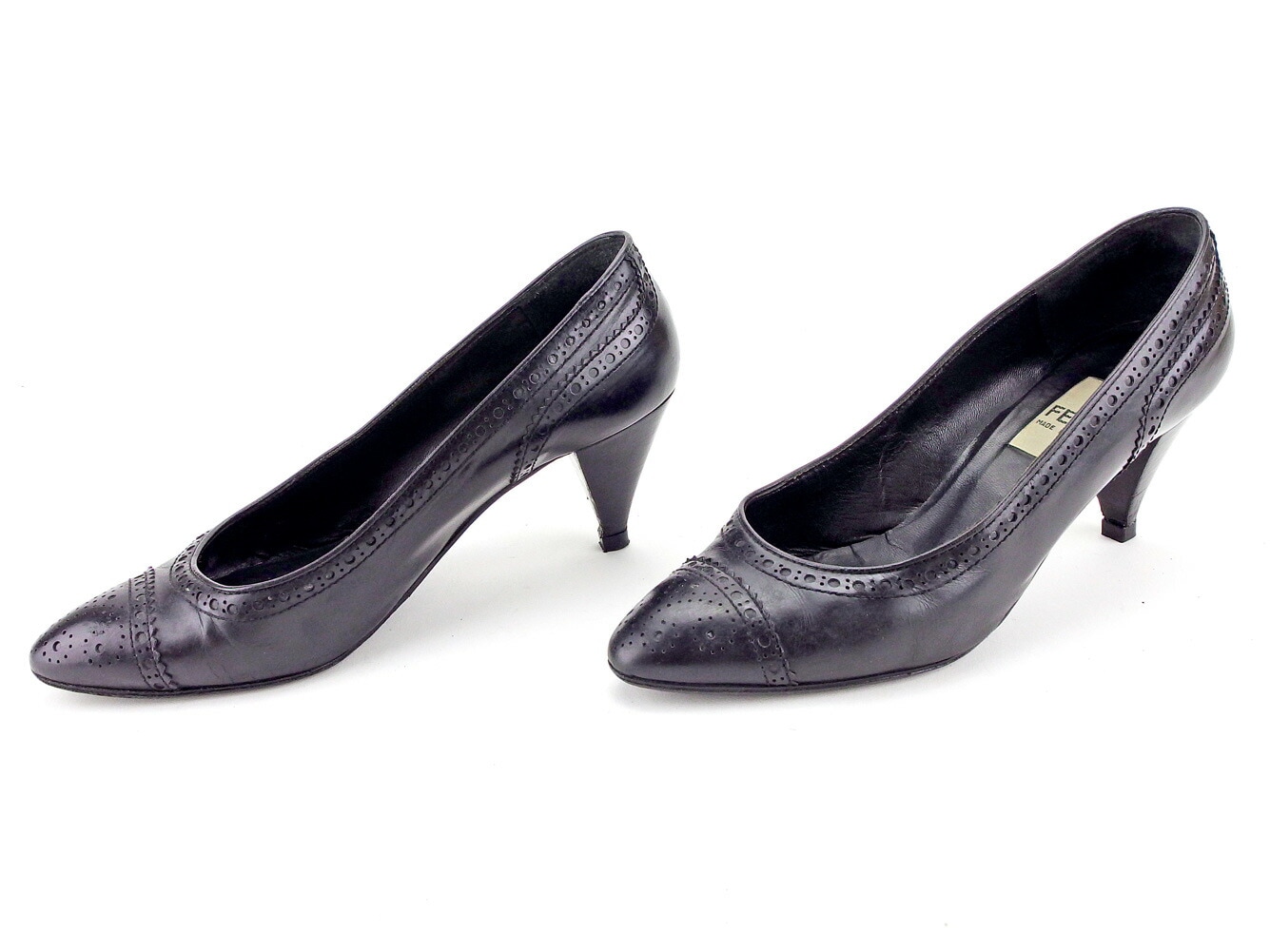パンプス シューズ 靴 パンチング 35ハーフ ブラック 中古 パンプス シューズ 靴 パンチング 35ハーフ ブラック 中古