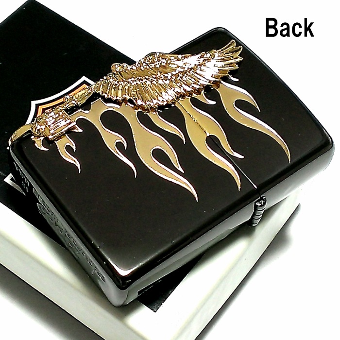 ZIPPO ハーレーダビッドソン ジッポライター ブラック＆ゴールド かっこいい ファイヤー 3面ゴールドメタル イーグル 黒金 HARLEY-DAVIDSON 日本国内限定モデル ジッポー