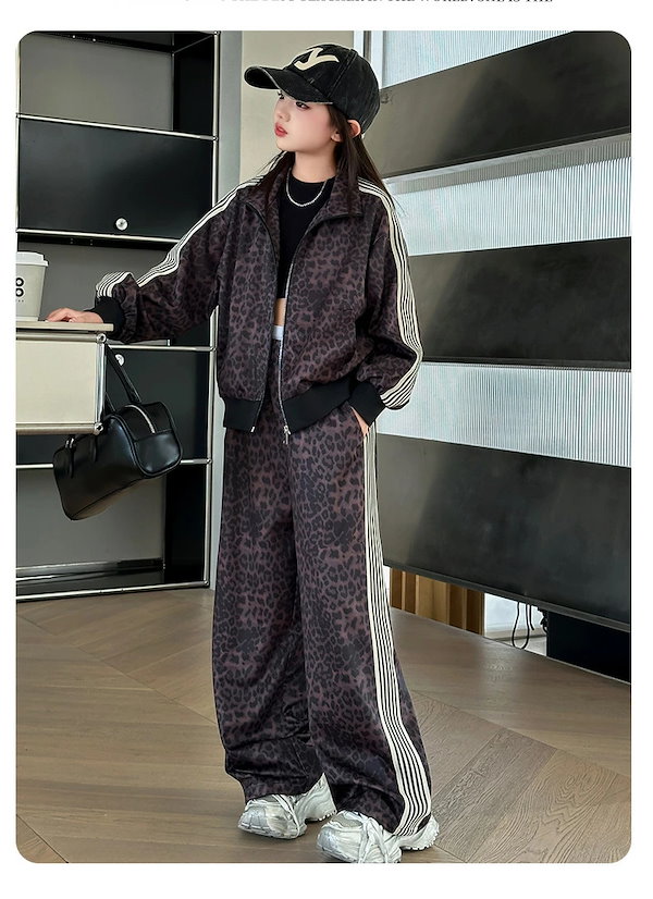Qoo10] 黒系 ヒョウ柄 トレーナーセット スポー